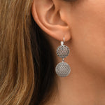 Boucles d'oreilles dormeuses Betty doubles en métal argenté ciselé - argenté Argent