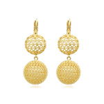 Boucles d'oreilles dormeuses Betty doubles en métal doré ciselé - doré Dore