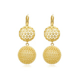 Boucles d'oreilles dormeuses Betty doubles en métal doré ciselé - doré Dore