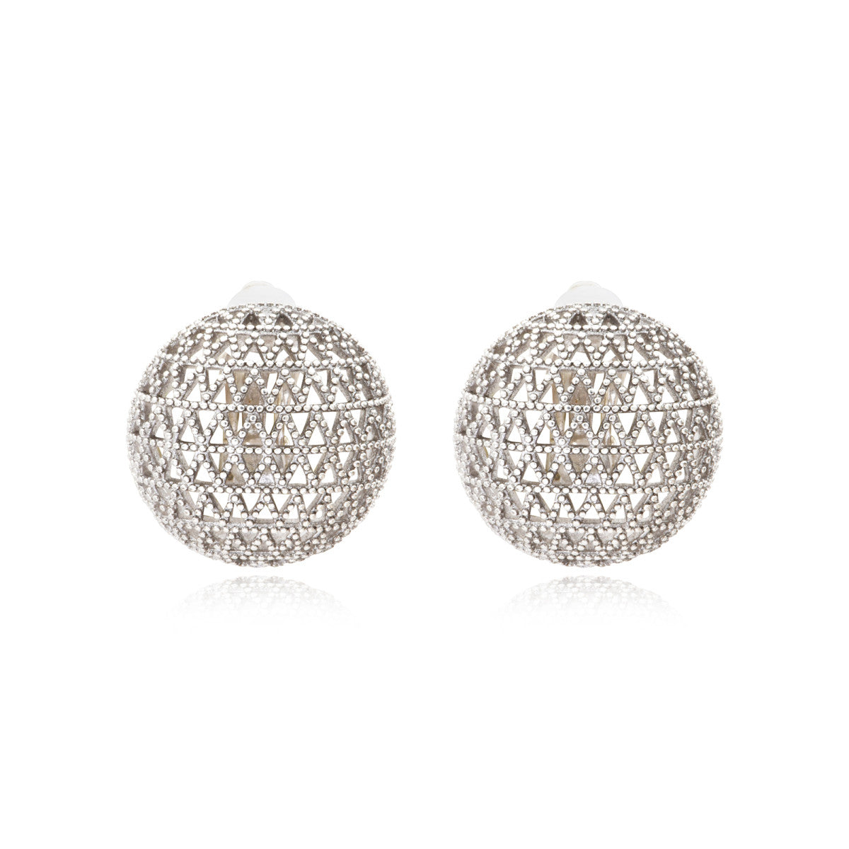 Boucles d'oreilles clips rondes Betty en métal argenté ciselé - argenté Argent