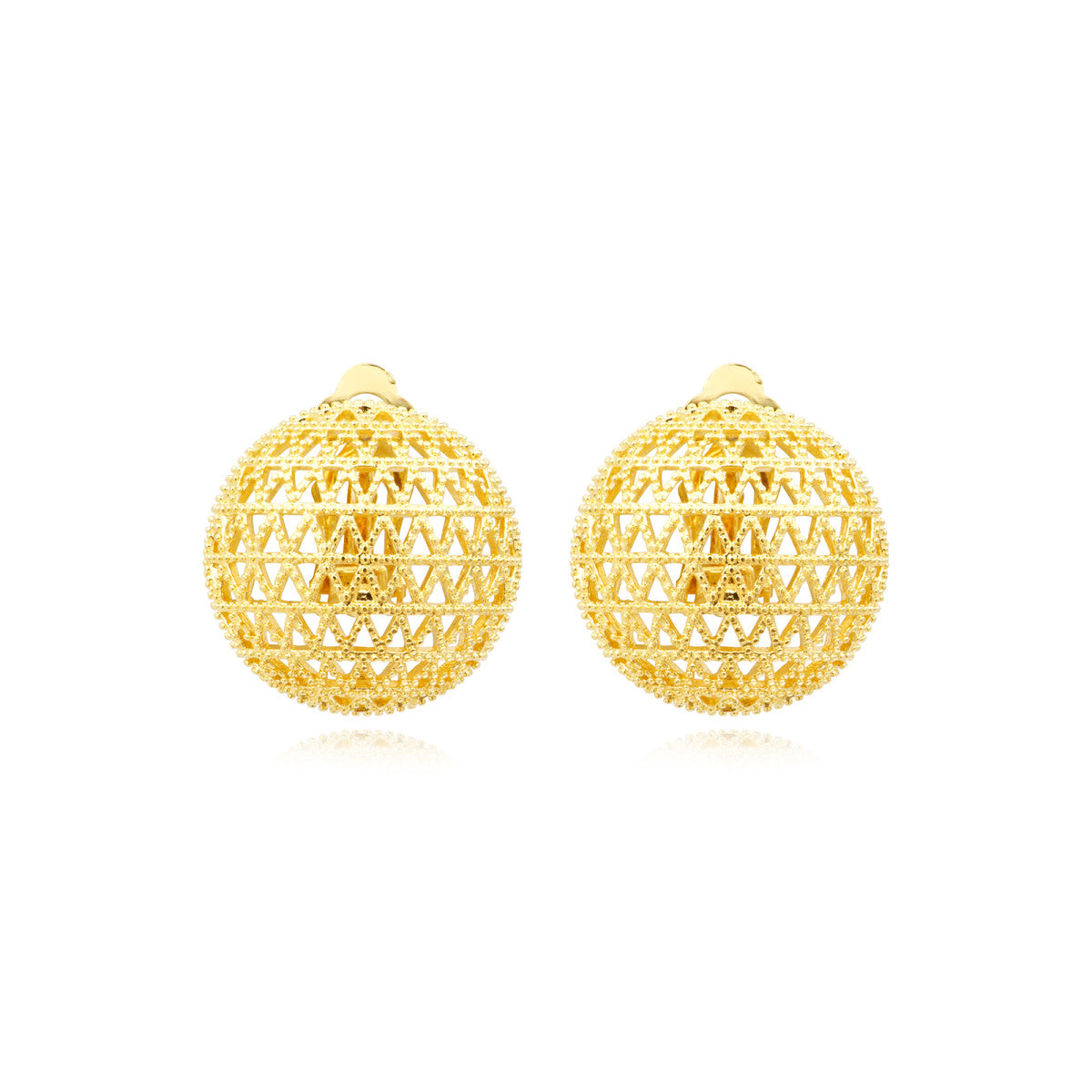Boucles d'oreilles clips rondes Betty en métal doré ciselé - doré Dore