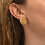Boucles d'oreilles clips rondes Betty en métal doré ciselé - doré Dore