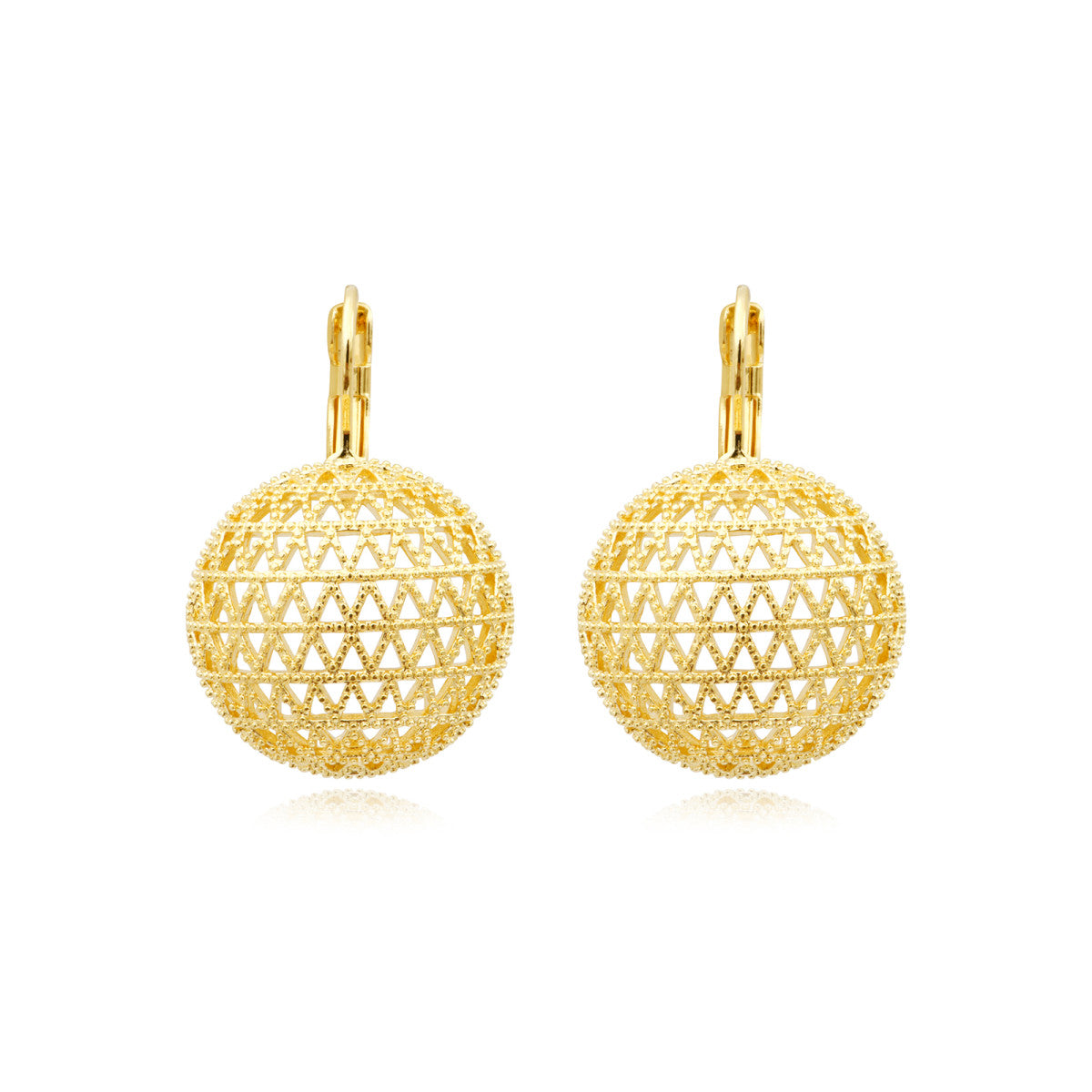 Boucles d'oreilles dormeuses rondes Betty en métal doré ciselé - doré Dore