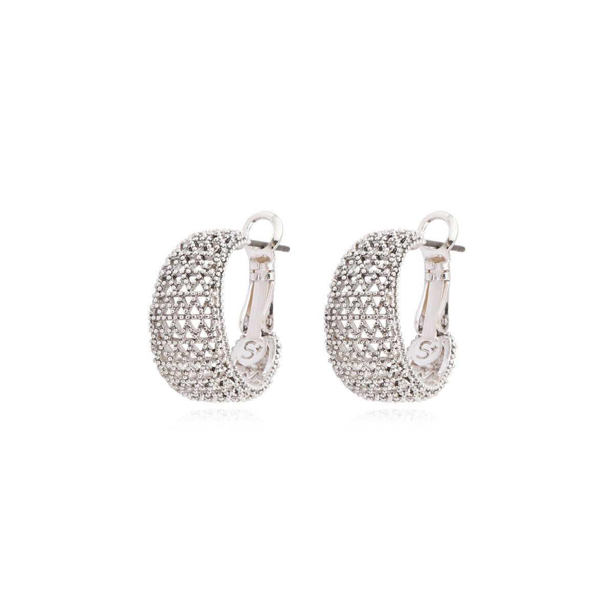 Petites boucles d'oreilles créoles Betty en métal argenté ciselé - argenté Argent