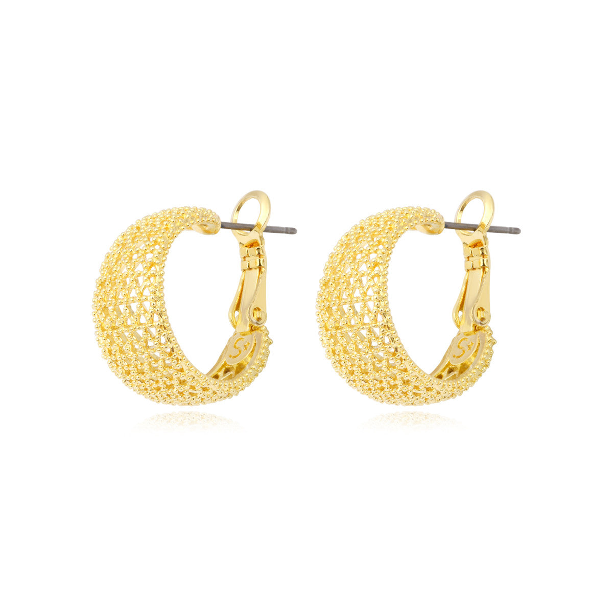 Petites boucles d'oreilles créoles Betty en métal doré ciselé - doré Dore
