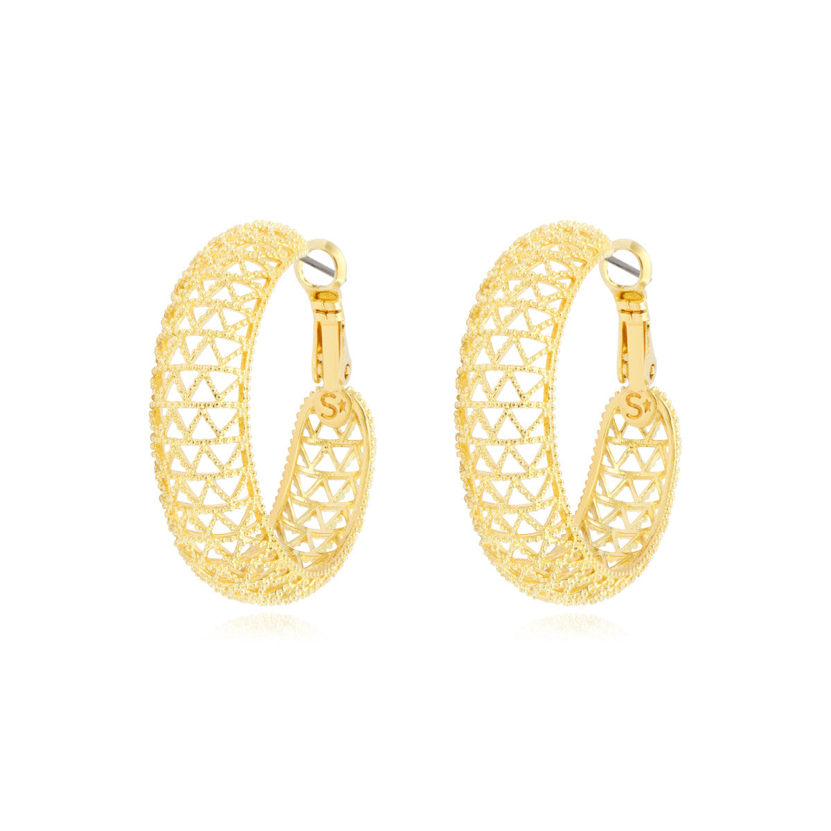 Boucles d'oreilles créoles Betty en métal doré ciselé - doré Dore