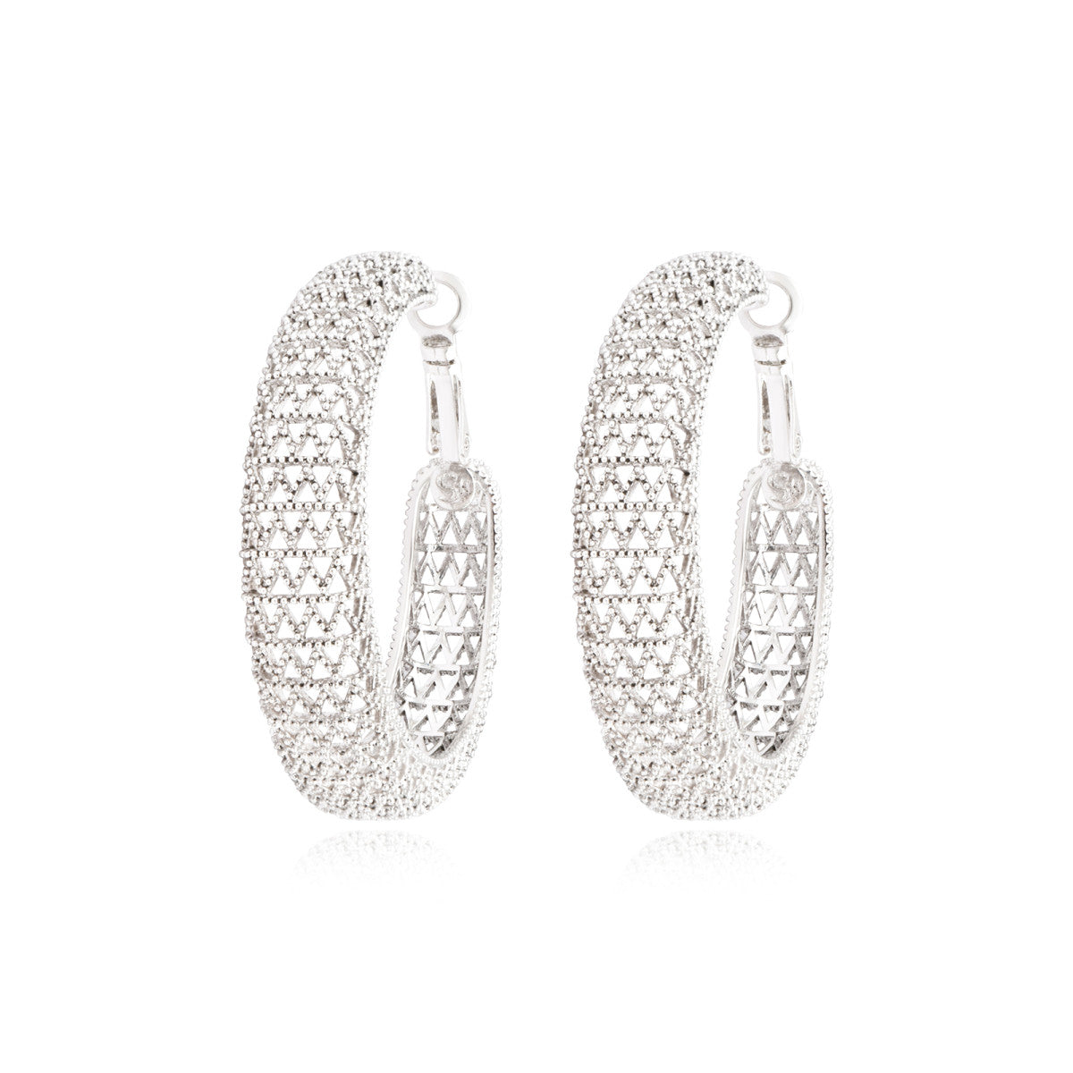 Grandes boucles d'oreilles créoles Betty en métal argenté ciselé - argenté Argent