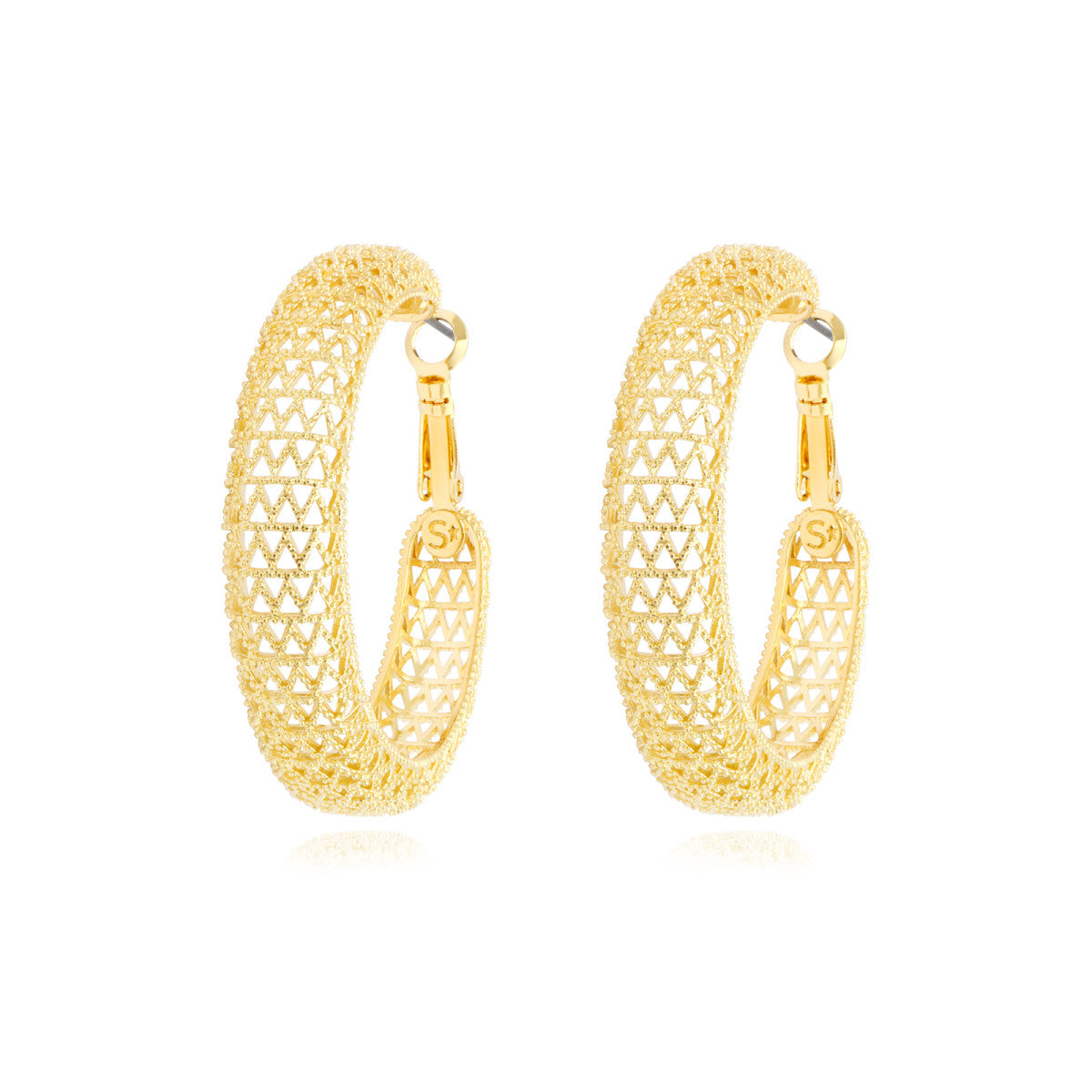Grandes boucles d'oreilles créoles Betty en métal doré ciselé - doré Dore
