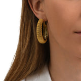 Grandes boucles d'oreilles créoles Betty en métal doré ciselé - doré Dore