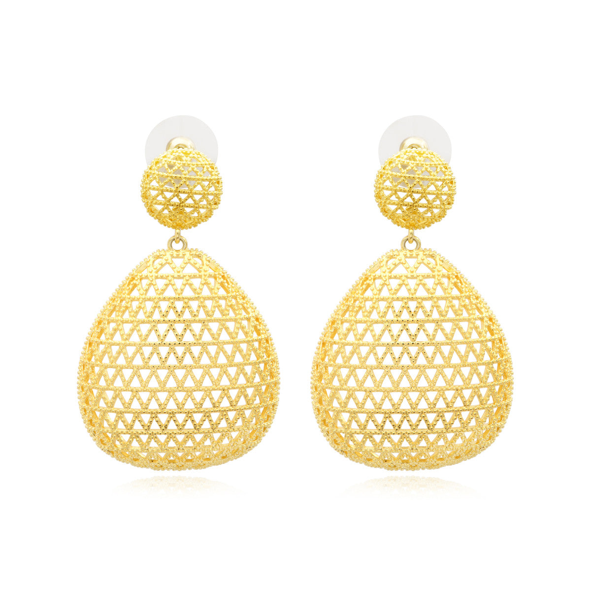 Boucles d'oreilles pendantes percées Betty en métal doré ciselé - doré Dore