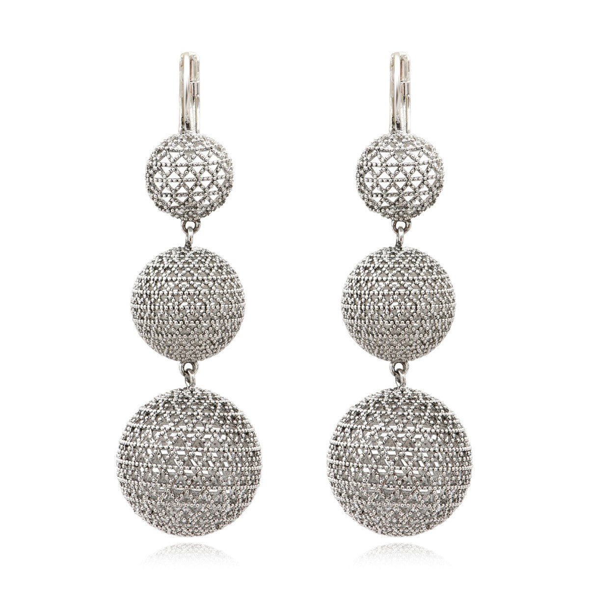Boucles d'oreilles longues dormeuses Betty en métal argenté ciselé - argenté Argent