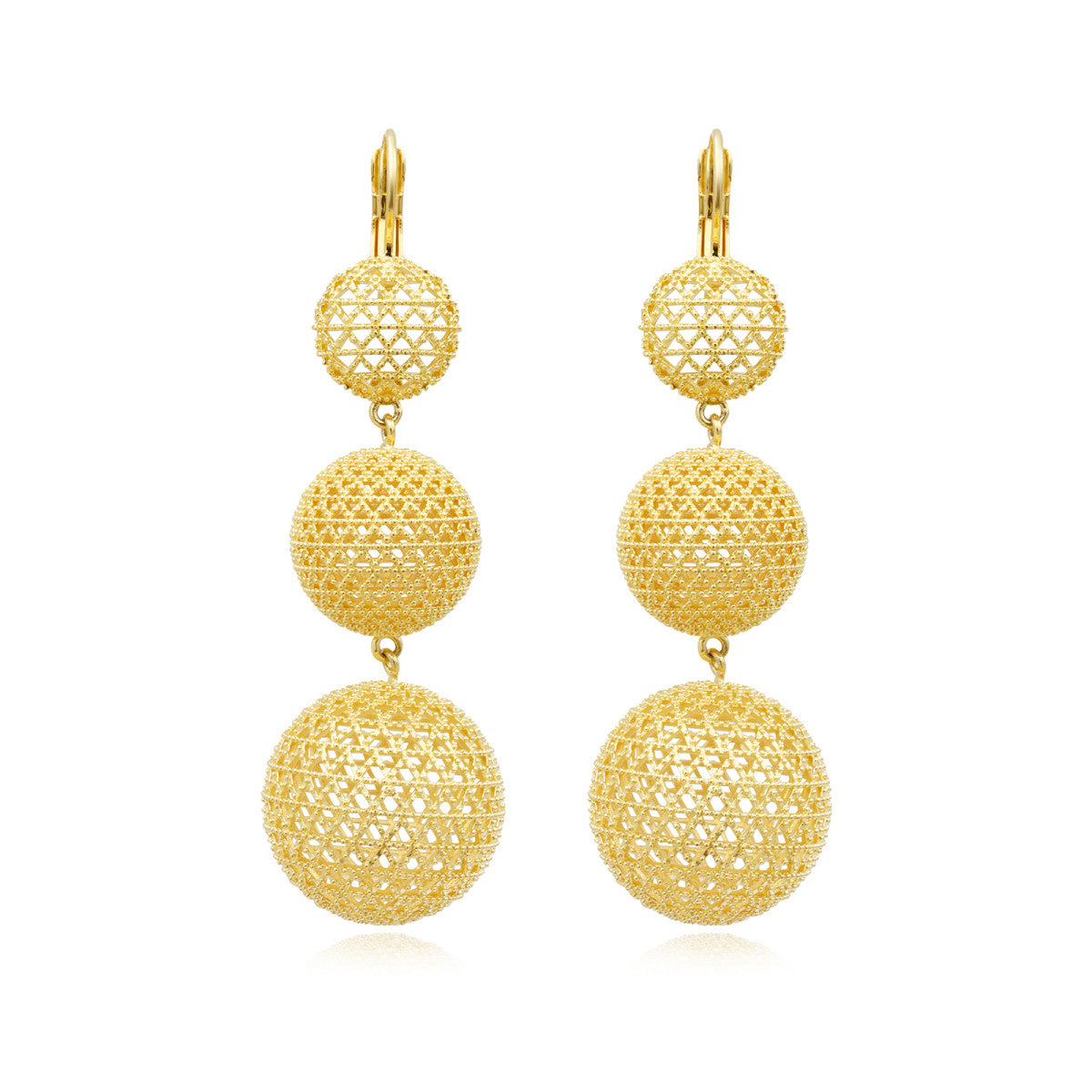 Boucles d'oreilles longues dormeuses Betty en métal doré ciselé - doré Dore