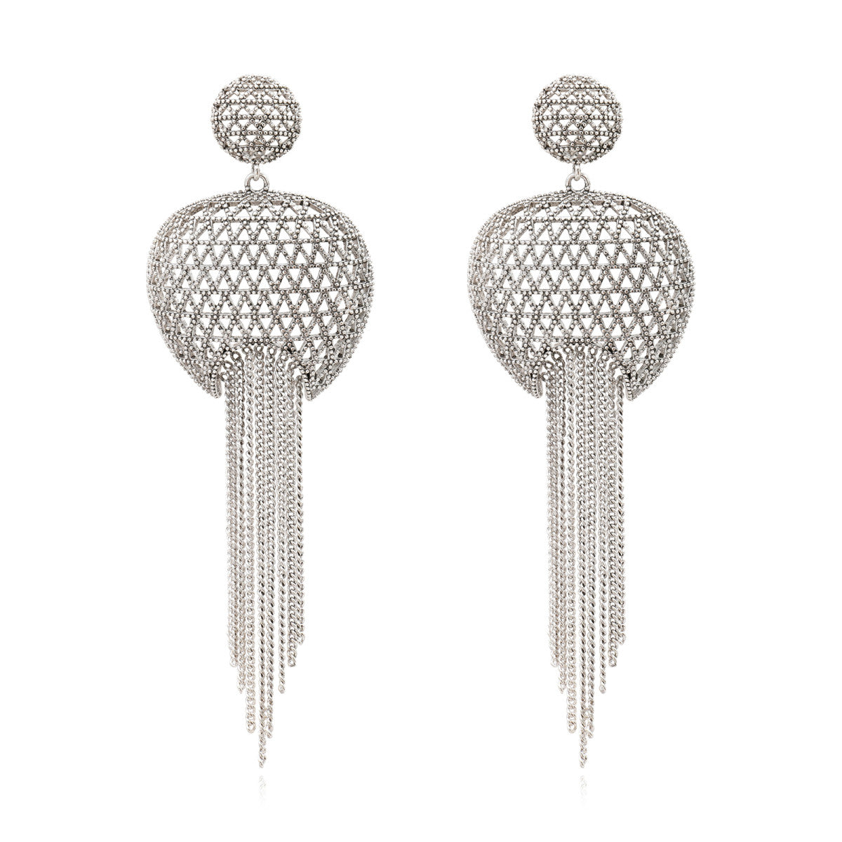 Boucles d'oreilles longues percées Betty en métal argenté et chaînettes - argenté Argent