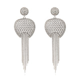 Boucles d'oreilles longues percées Betty en métal argenté et chaînettes - argenté Argent