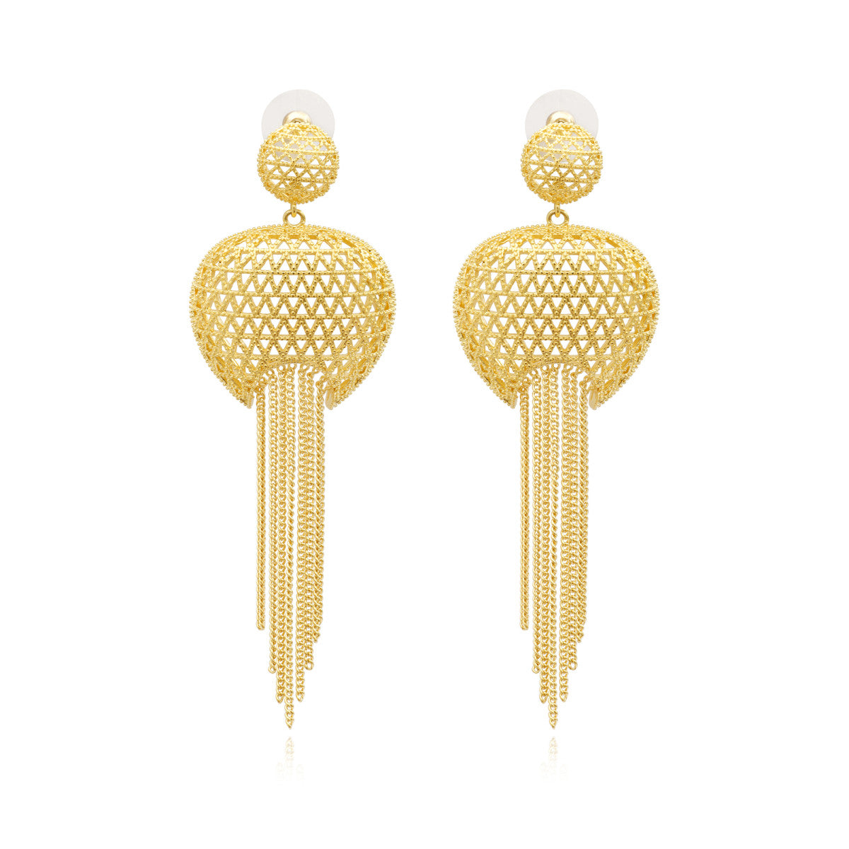 Boucles d'oreilles longues percées Betty en métal doré et chaînettes - doré Dore