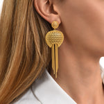Boucles d'oreilles longues percées Betty en métal doré et chaînettes - doré Dore