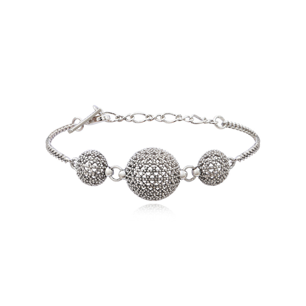 Bracelet Betty réglable en métal coloré argent ciselé - argenté Argent