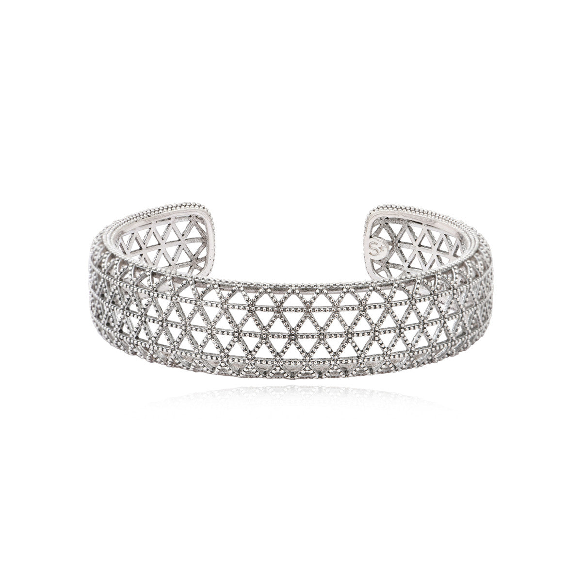 Bracelet manchette fin Betty en métal coloré argent ciselé - argenté Argent