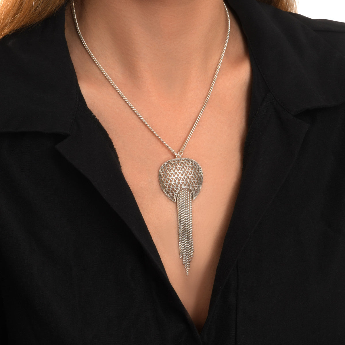 Collier long Betty en métal coloré argent - argenté Argent