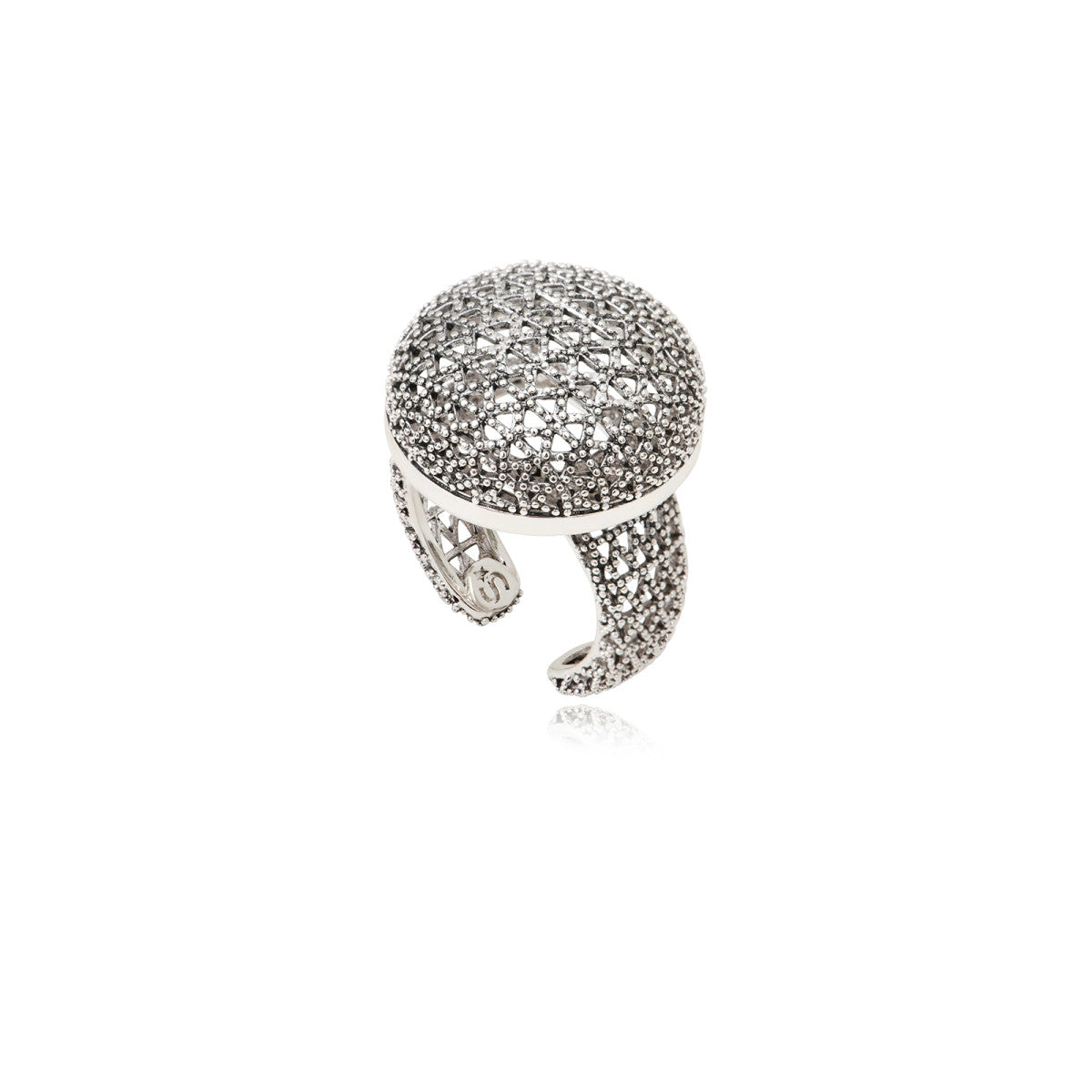 Bague cabochon ajustable Betty en métal coloré argent - argenté Argent