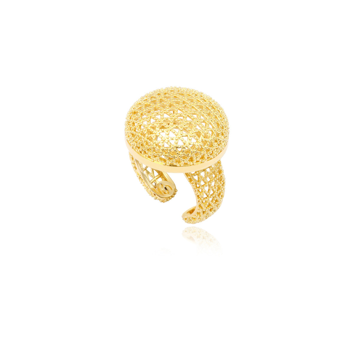 Bague cabochon ajustable Betty en métal doré à l'or fin - doré Dore