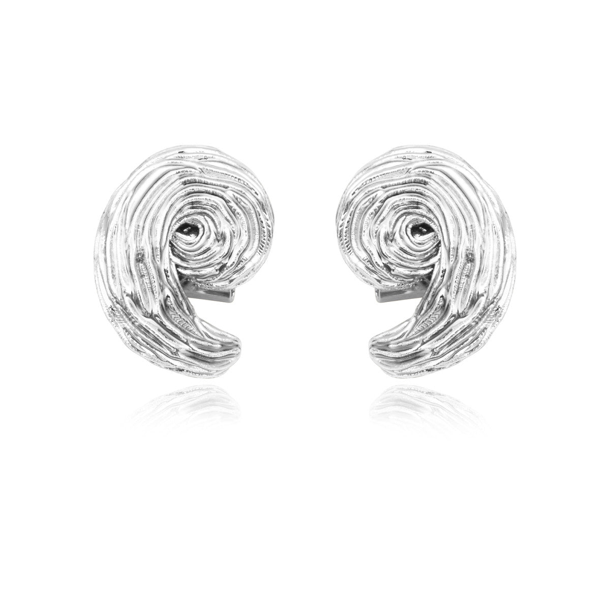 Petites boucles d'oreilles clips Zaza en résine métallisée - argenté Argent