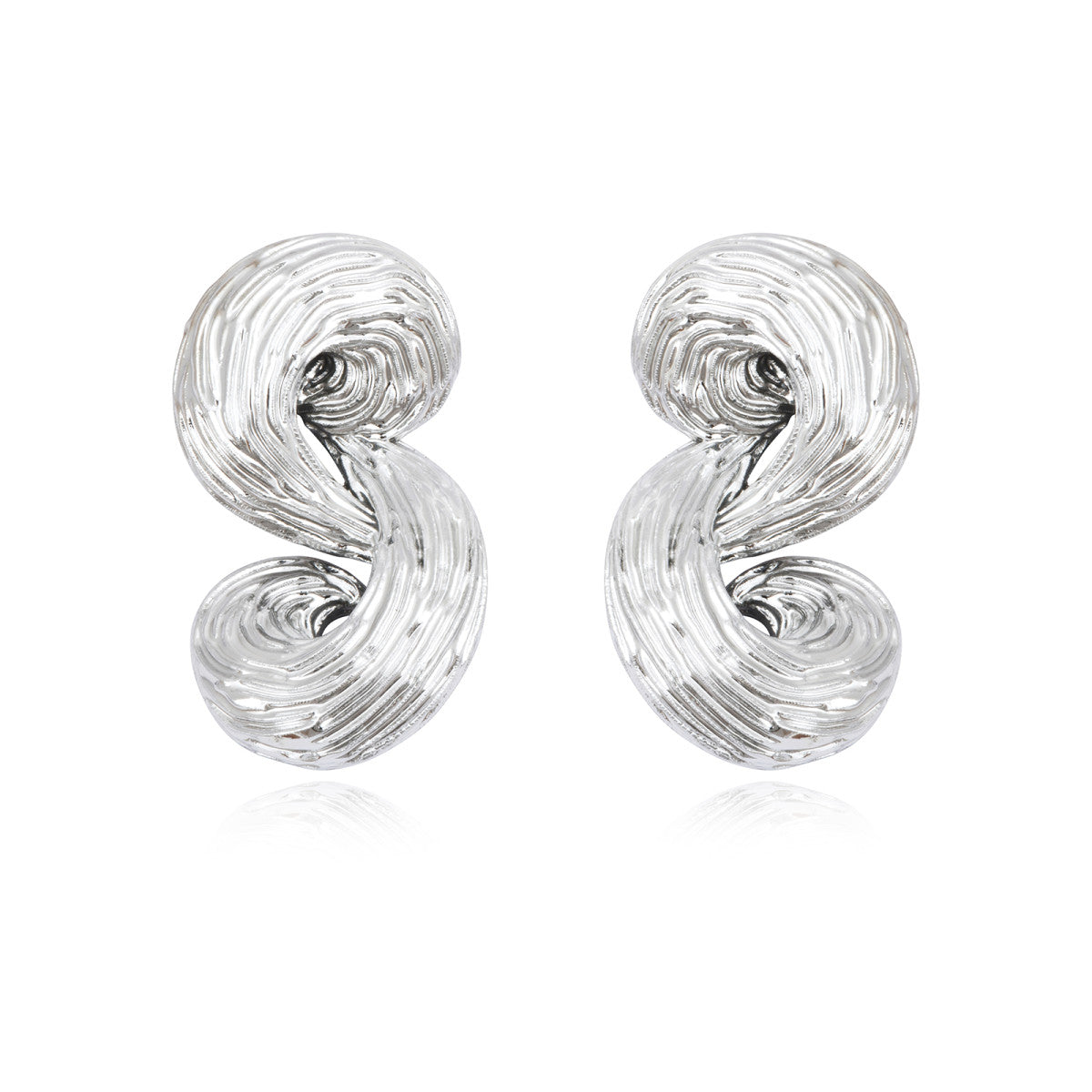 Boucles d'oreilles clips Zaza spirales de résine métallisée - argenté Argent