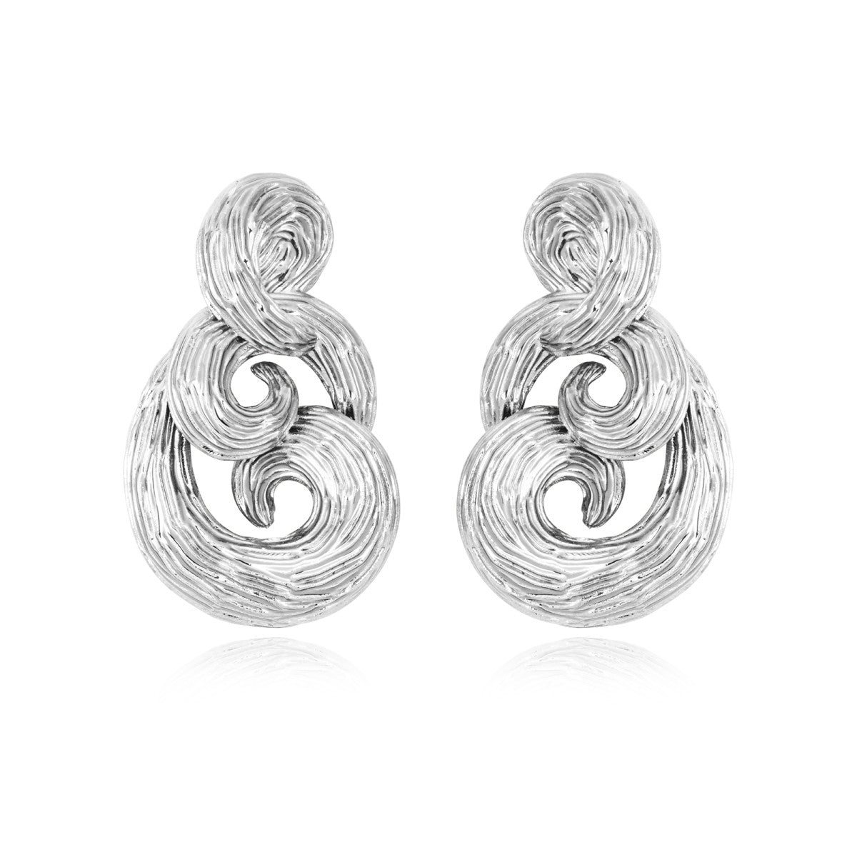 Grosses boucles d'oreilles clips Zaza en résine métallisée - argenté Argent