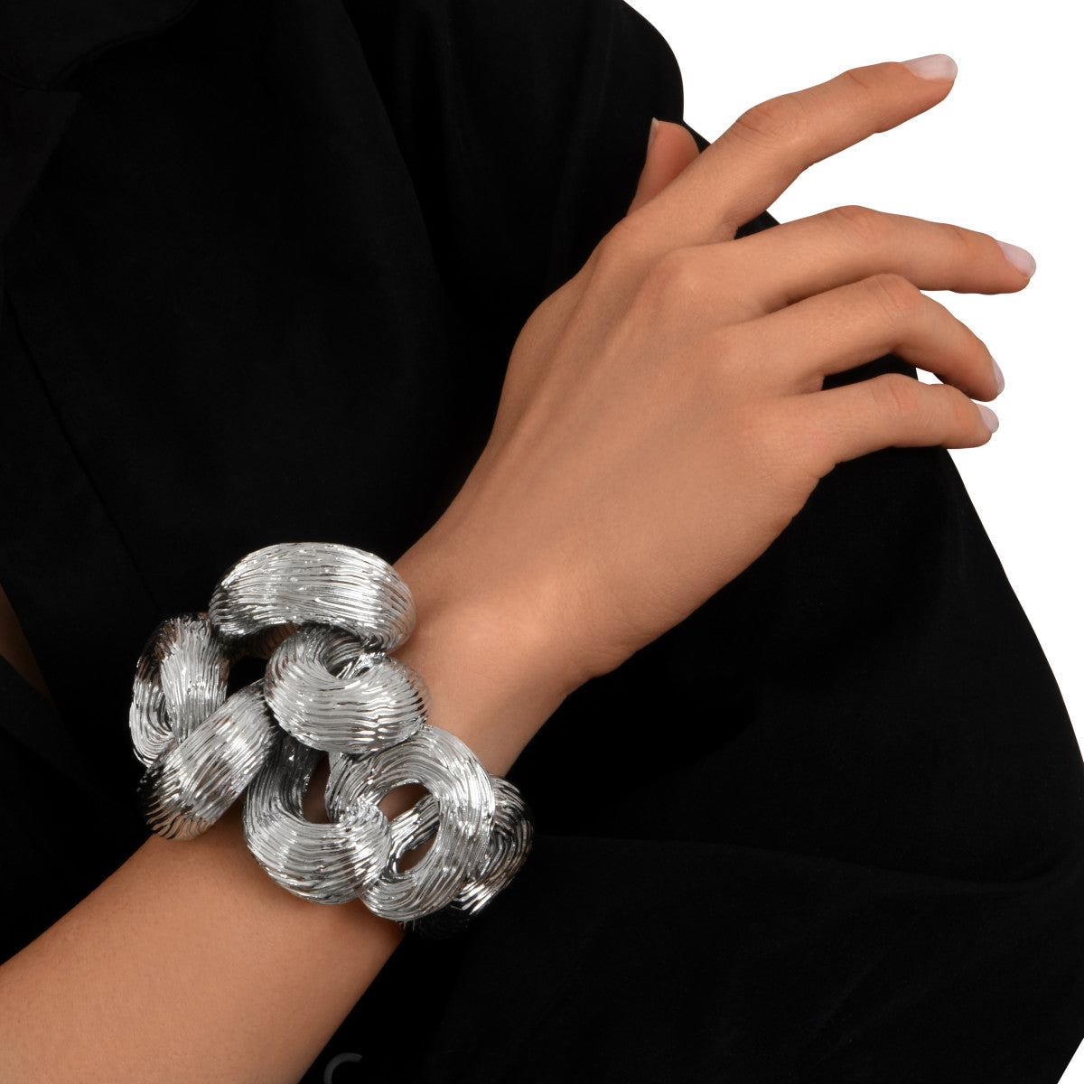 Bracelet manchette Zaza en résine métallisée - argenté Argent
