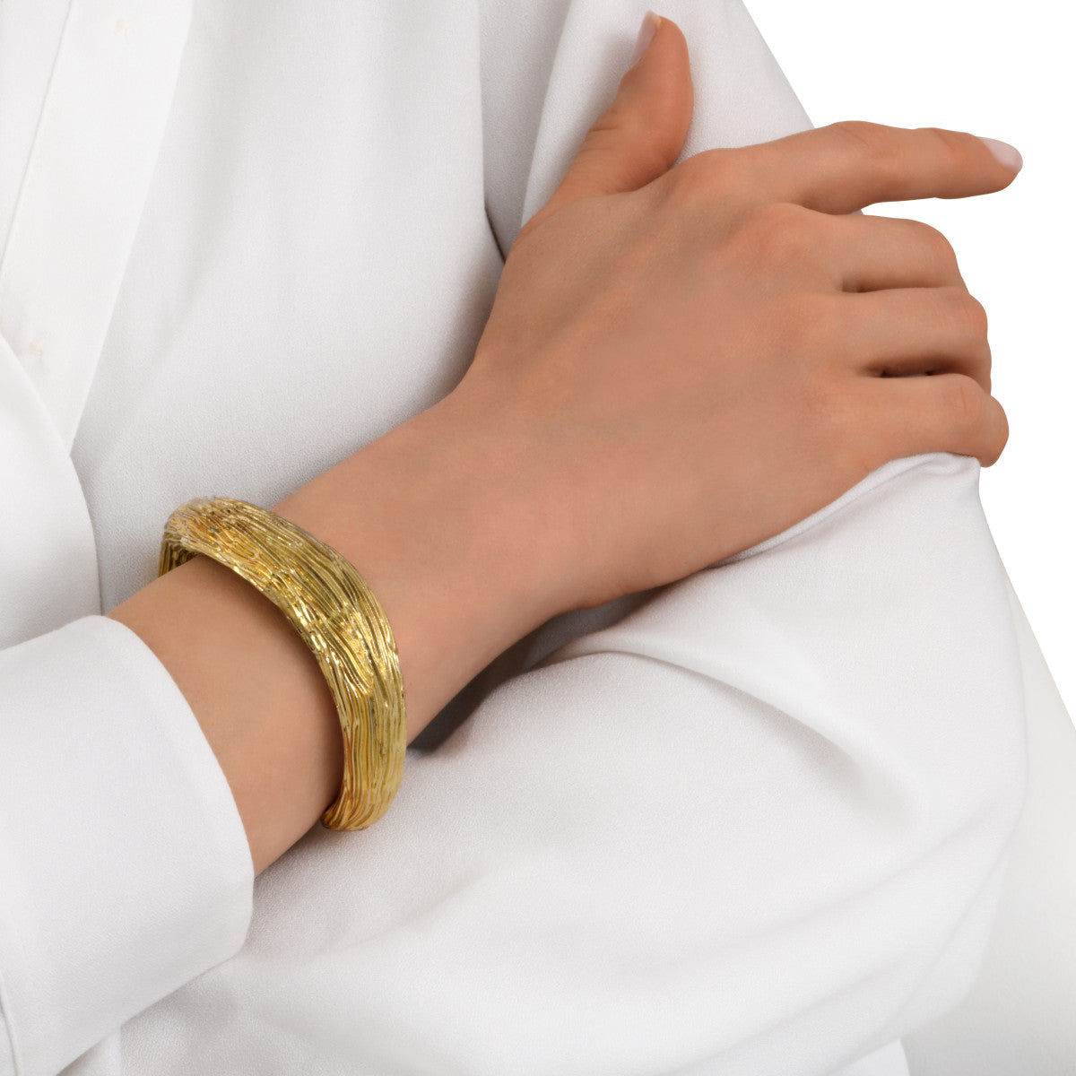 Jonc Zaza en résine métallisée taille médium - doré Dore