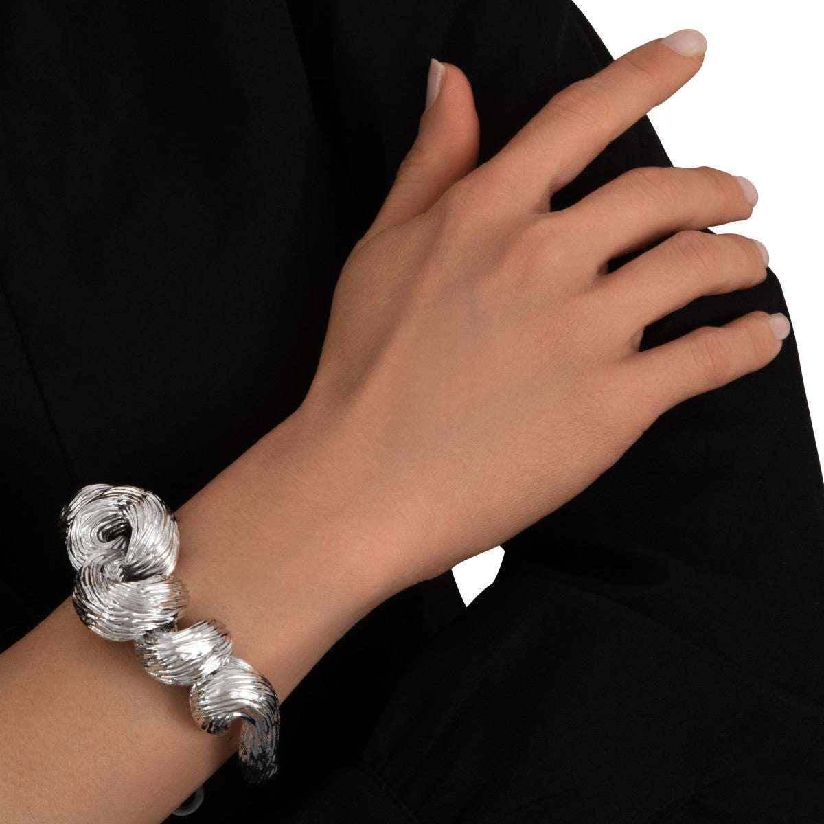 Bracelet jonc Zaza résine métallisée taille médium - argenté Argent