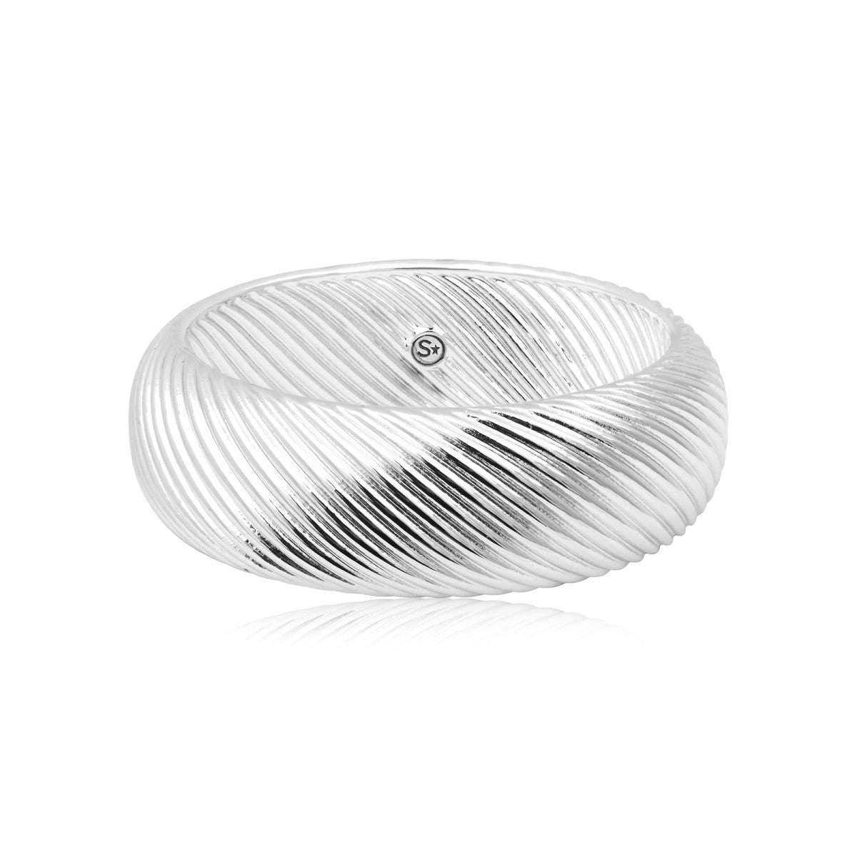 Bracelet jonc large Zaza en résine métallisée taille large - argenté Argent