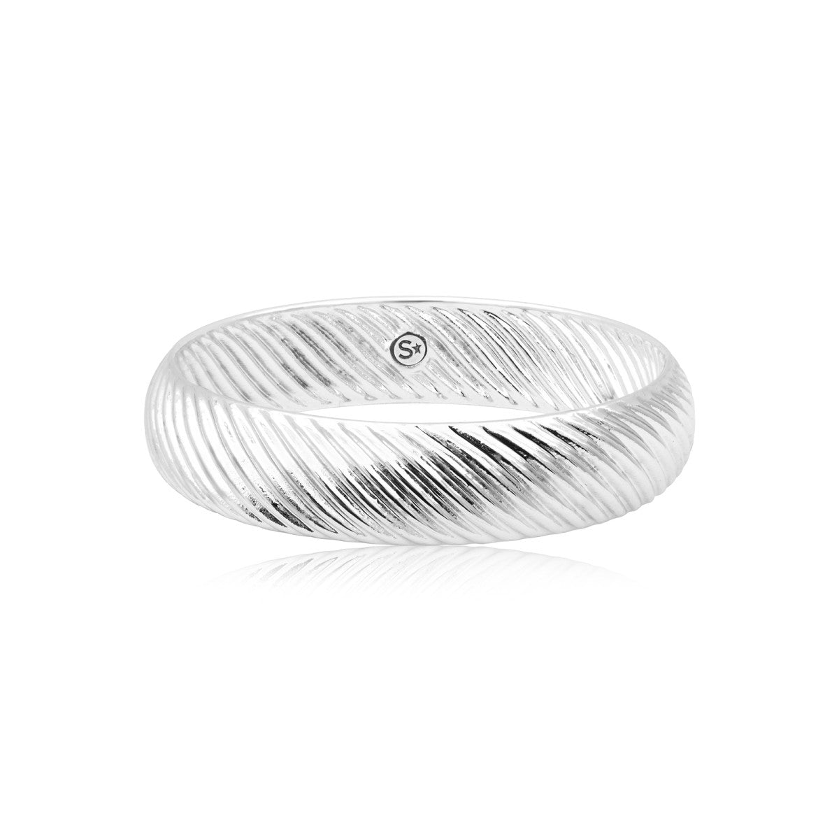 Bracelet jonc Zaza en résine métallisée taille large - argenté Argent