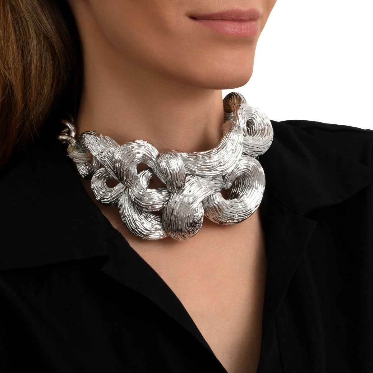 Collier choker Zaza en résine métallisée - argenté Argent
