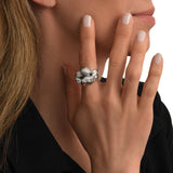 Bague Zaza en résine métallisée taille large - argenté Argent