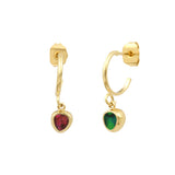Petites boucles d'oreilles créoles Lhassa en nacre paua - vert rouge Nacre vert