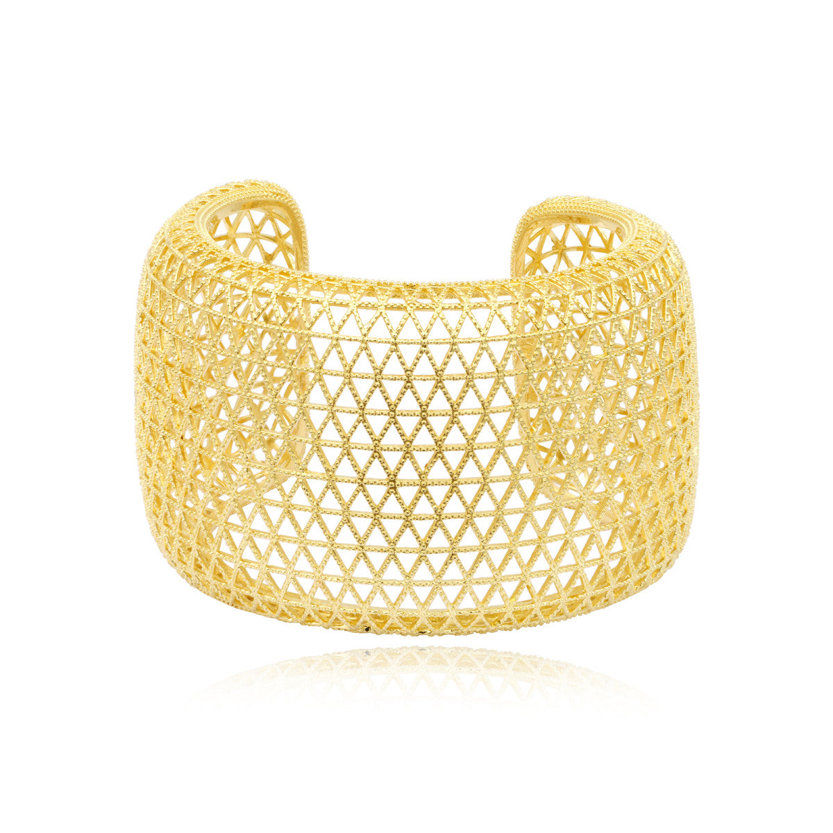 Bracelet manchette large Betty en métal doré à l'or fin ciselé - doré Dore