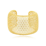 Bracelet manchette large Betty en métal doré à l'or fin ciselé - doré Dore