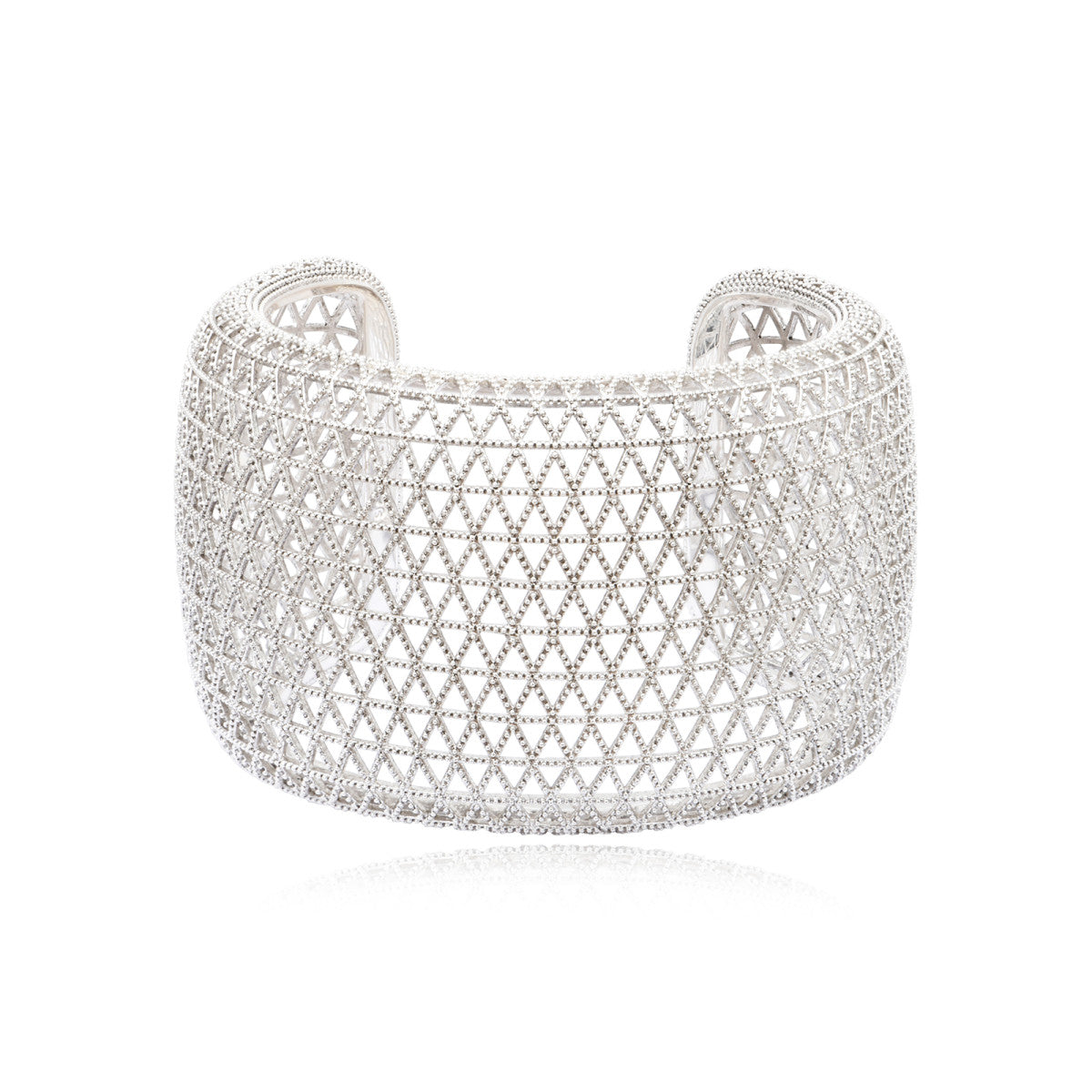 Bracelet manchette large Betty en métal coloré argent ciselé - argenté Argent