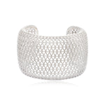 Bracelet manchette large Betty en métal coloré argent ciselé - argenté Argent