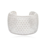 Bracelet manchette large Betty en métal coloré argent ciselé - argenté Argent