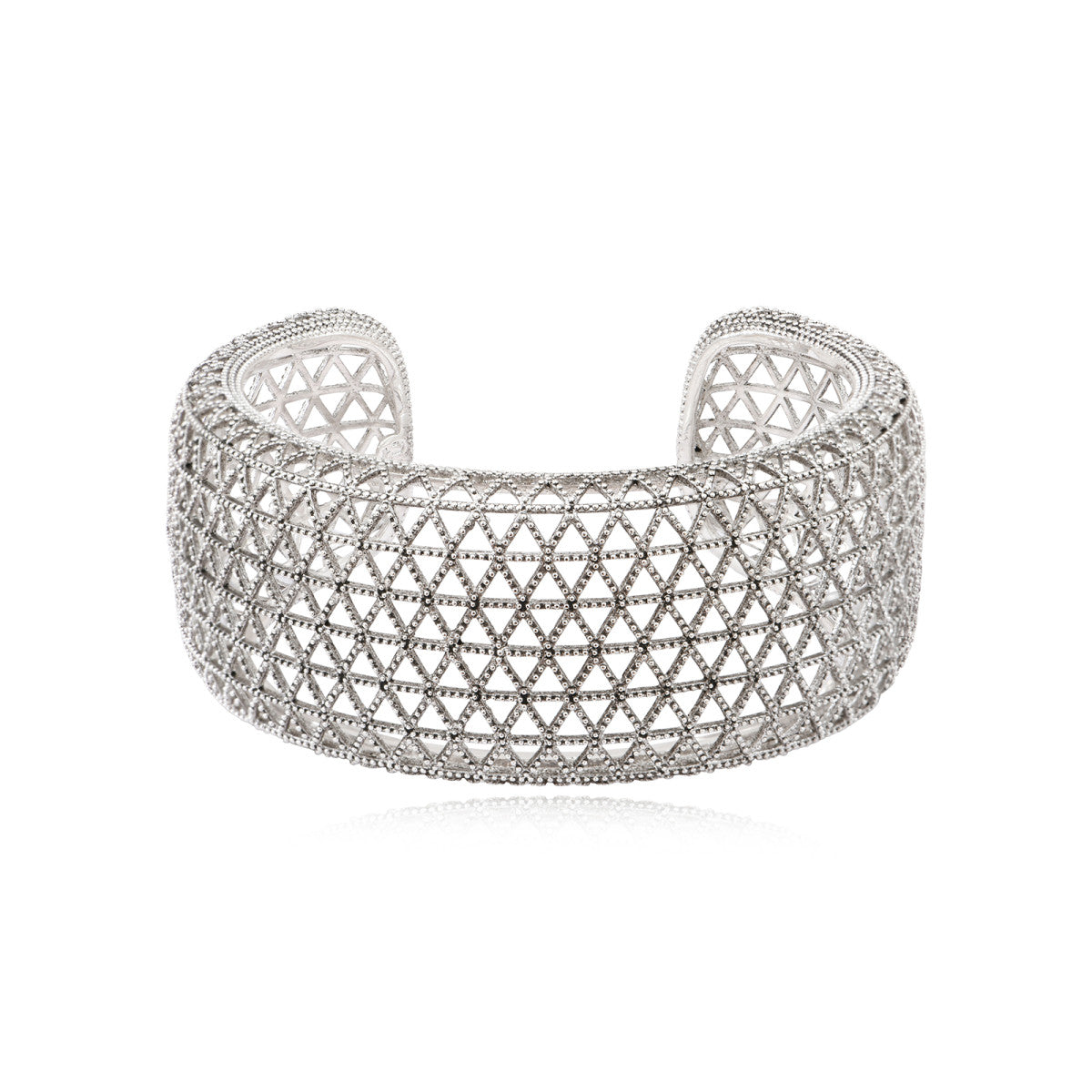 Bracelet manchette Betty en métal coloré argent ciselé - argenté Argent