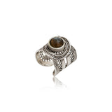 Bague ajustable métal argenté et labradorite taille medium NOOR| Argenté Labradorite Argent labradorite