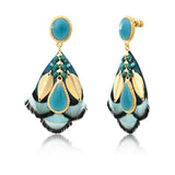 Boucles d'oreilles percées Alizia plumes et émail I bleu Bleu turquoise