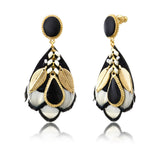 Boucles d'oreilles percées Alizia plumes et émail I noir Noir blanc
