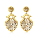 Boucles d'oreilles clips Angèle en résine métallisée et sequins - doré Dore