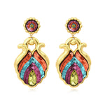 Boucles d'oreilles clips Angèle en résine métallisée et sequins - orange violet Orange violet