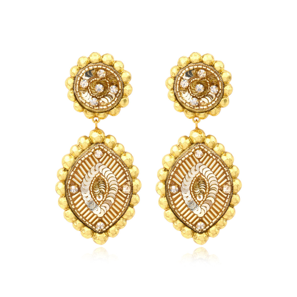 Boucles d'oreilles clips Angèle résine métallisée et sequins - doré Dore