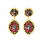 Boucles d'oreilles clips Angèle résine métallisée et sequins - orange violet Orange violet