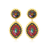 Boucles d'oreilles clips Angèle résine métallisée et sequins - orange violet Orange violet